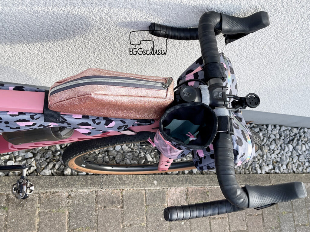 EGGsclusiv: Fahrradtaschen nähen, Bikepacking Gravelbike, Oberrohrtasche + Foodpouch